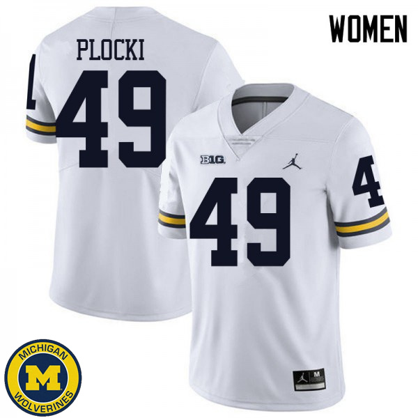 Women's Michigan Wolverines #49 Tyler Plocki White Jordan Brand NCAA Football Jersey